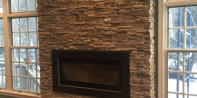 TCW120 Wood Fireplace with Alderwood Stacked Stone
