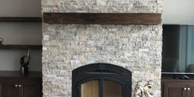 Heat & Glo Northstar with Silver Travertine Stacked Stone